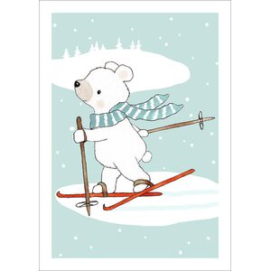 Joulukortti Henna Adel - Nalle hiihtää